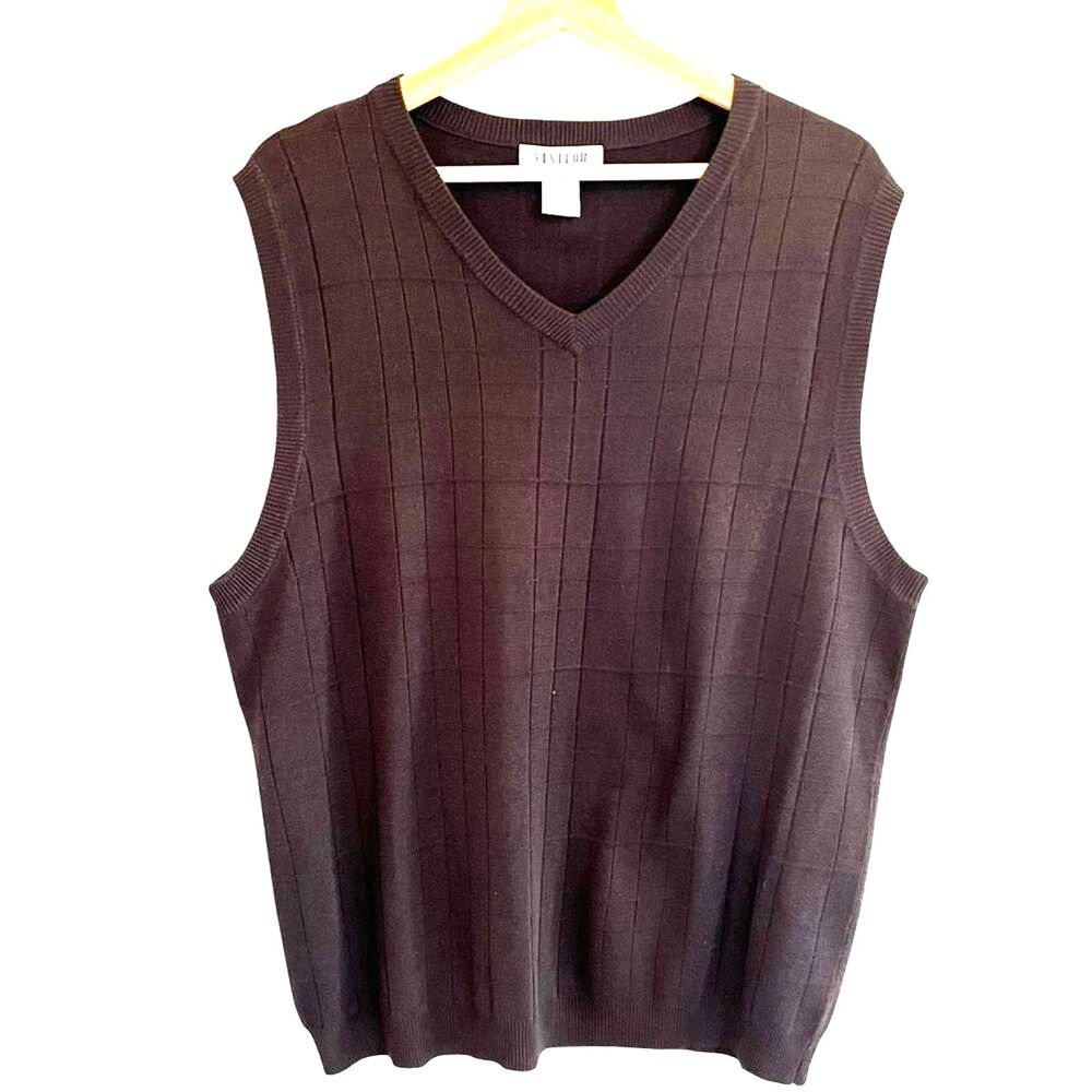 Visitor Poeta Moda Mens Silk Knit Sweater Vest Sz L Preppy Golf Business Casual
